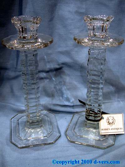 Pressed Glass Candlestick Pair 19th Century English