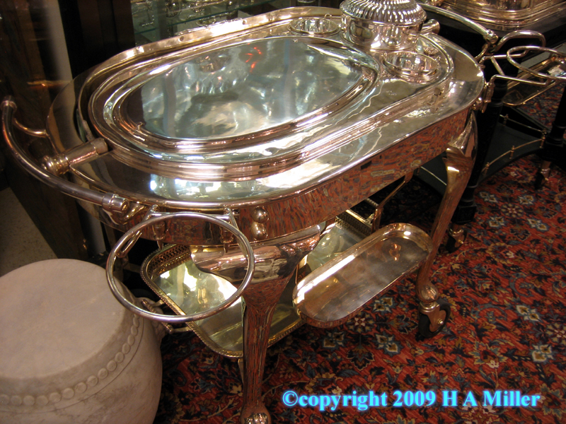 Meat carving trolley in silver plate 