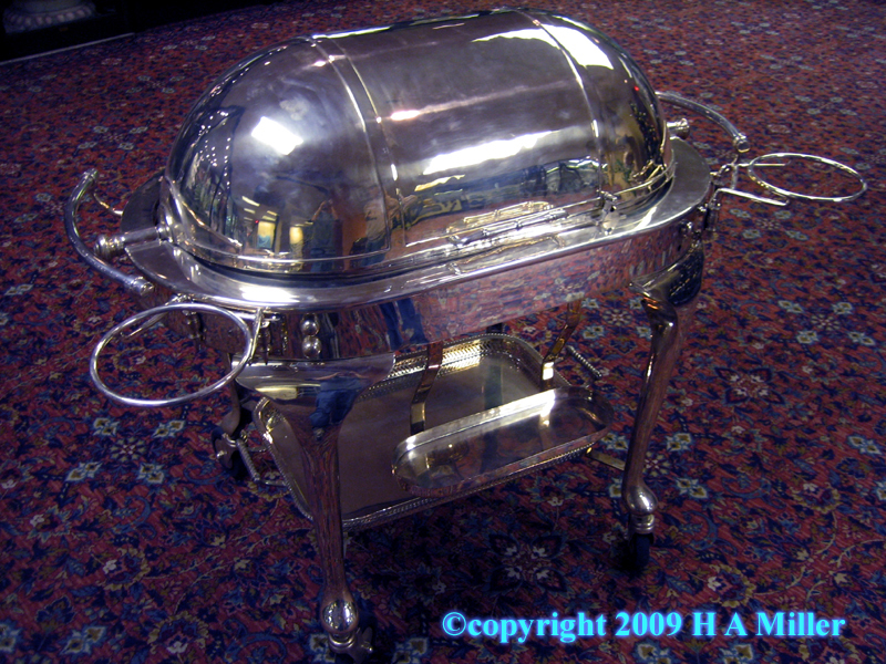 Silver plated meat carving trolley 