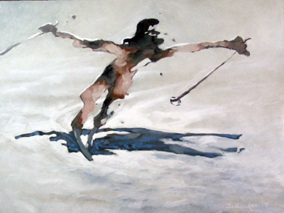 TIRTHANKAR BISWAS Coming Down Painting Original Acrylic TIRTHANKAR BISWAS Coming Down Painting Original Acrylic