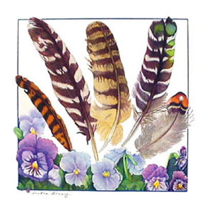 SANDRA BENNY Pansies And Feathers Colored Pencil on Board SANDRA BENNY Pansies And Feathers Colored Pencil on Board