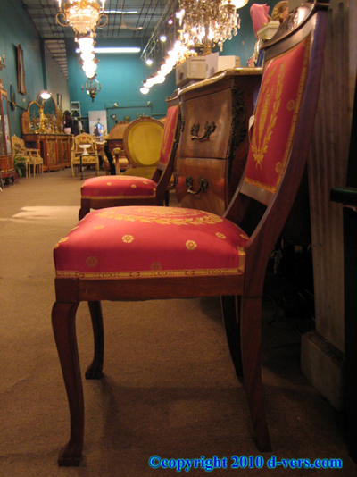 Empire Side Chairs 19th Century Red Medallion French Empire Side Chairs 19th Century Red Medallion French