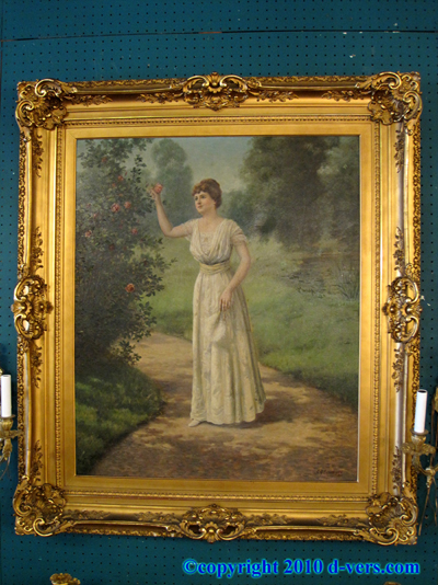 C.G. Beauregard Oil Painting 1916 Gilded Frame Lady With Tree C.G. Beauregard Oil Painting 1916 Gilded Frame Lady With Tree