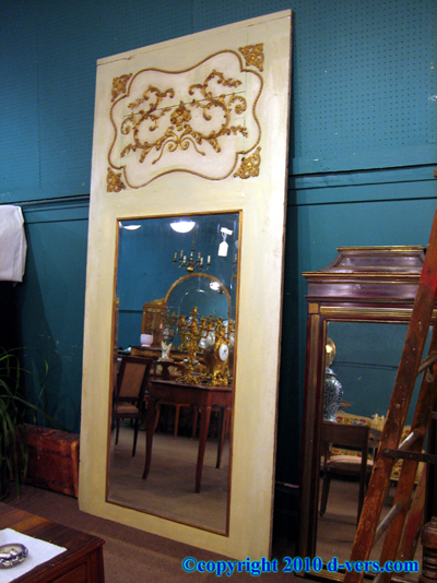 Trumeau Ormolu Gilded Mirror Cream Painted French 19th Century Trumeau Ormolu Gilded Mirror Cream Painted French 19th Century