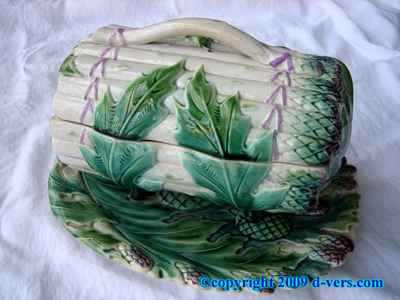 MAJOLICA Asparagus Server 3 PC Luneville France 1860 MAJOLICA Asparagus Server 3 PC Luneville France 1860