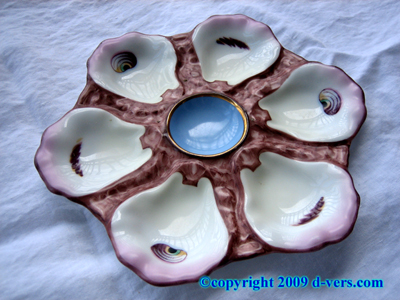 OYSTER PLATE Antique Blue Porcelain OYSTER PLATE Antique Blue Porcelain