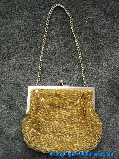BEADED PURSE Handbag 1940s Gold Vintage BEADED PURSE Handbag 1940s Gold Vintage