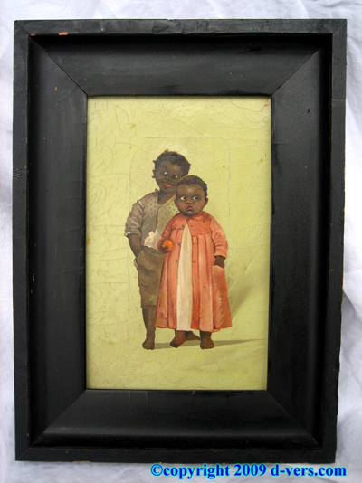 FOLK ART Painting Black Children RARE Early 1800s FOLK ART Painting Black Children RARE Early 1800s