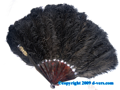 Fan Ostrich Feather Tortoise Shell Black Antique Fan Ostrich Feather Tortoise Shell Black Antique