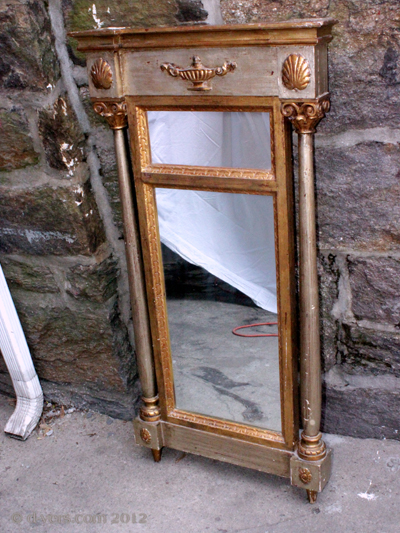 Antique Wall Mirror Aladdin Lamp Shells 1800s Restoration Period Antique Wall Mirror Aladdin Lamp Shells 1800s Restoration Period