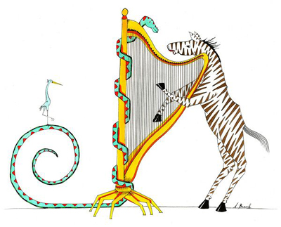 ALEX BEARD The Snake Charmer Original Drawing Ink on Paper ALEX BEARD The Snake Charmer Original Drawing Ink on Paper