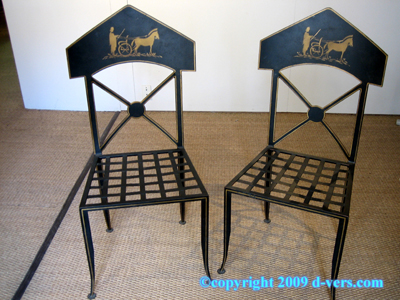 Neo-Classical Pair Chairs Metal Gilded French 19th Century Neo-Classical Pair Chairs Metal Gilded French 19th Century