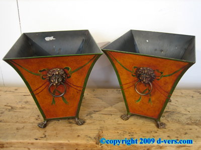 Neoclassical Tole Jardiniers Pair 19th Century French Neoclassical Tole Jardiniers Pair 19th Century French