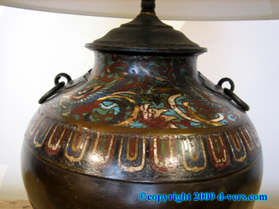 Arts & Crafts Lamp Chinese Cloisonne 19th Century Arts & Crafts Lamp Chinese Cloisonne 19th Century