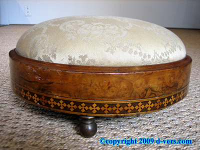 Regency Footstool Marquetry Inlay French 19th Century Regency Footstool Marquetry Inlay French 19th Century