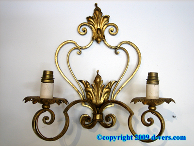 Wallsconse Double Arm Pair Gilded French 19th Century Wallsconse Double Arm Pair Gilded French 19th Century