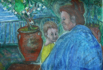 AVSHALOM EITAN Mom and Child Original Illustration Mixed Media AVSHALOM EITAN Mom and Child Original Illustration Mixed Media