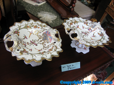 Set of 2 Bird Porcelain Candy Dishes Reproductions Set of 2 Bird Porcelain Candy Dishes Reproductions