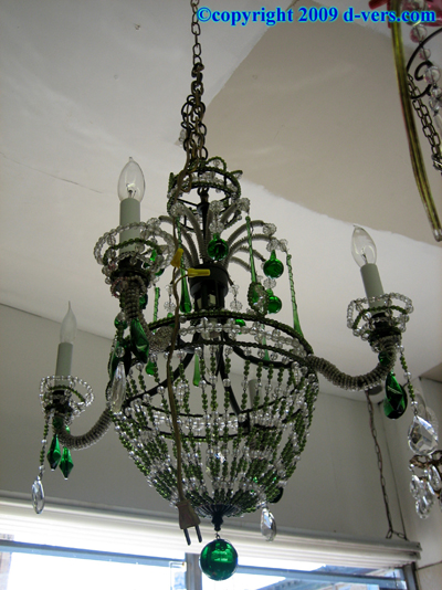 Hanging Lamp Czech Crystals 1940s Kelly Green Glass Hanging Lamp Czech Crystals 1940s Kelly Green Glass
