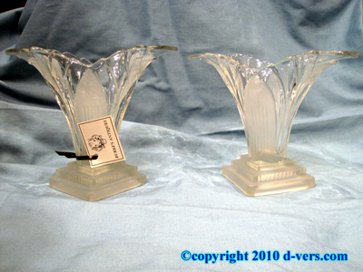 Art Deco Vases Hand Blown Frosted Glass Pair 20th Century French Art Deco Vases Hand Blown Frosted Glass Pair 20th Century French