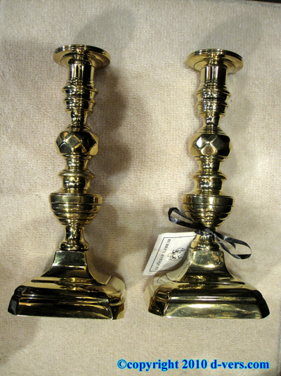 Brass Candlestick Push Up Pair 19th Century English Brass Candlestick Push Up Pair 19th Century English