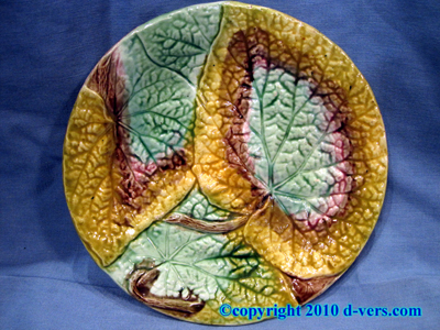 Majolica Begonia Leaf Plate English 19th Century Majolica Begonia Leaf Plate English 19th Century