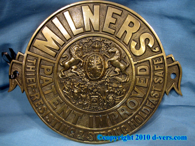 Brass Safe Plate Milner English 19th Century Brass Safe Plate Milner English 19th Century