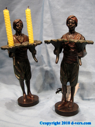 Bronze Candlesticks Pair Nubian Figures Bergmann English 19th C Bronze Candlesticks Pair Nubian Figures Bergmann English 19th C