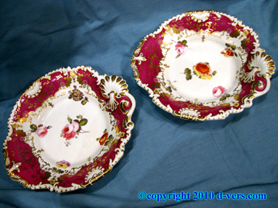 Porcelain Dessert Serving Plates Hand Painted Roses English Porcelain Dessert Serving Plates Hand Painted Roses English