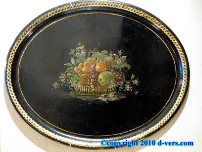 Oval Tole Tray French 19th Century Fruit Basket Oval Tole Tray French 19th Century Fruit Basket