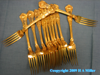 Gilded STERLING SILVER Dinner Forks L.A. Crichton Gilded STERLING SILVER Dinner Forks L.A. Crichton