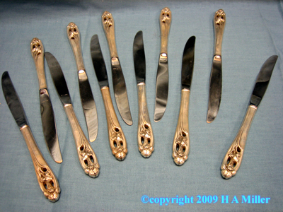 STERLING SILVER International Silver Iris Dinner Knives Knife 12 STERLING SILVER International Silver Iris Dinner Knives Knife 12