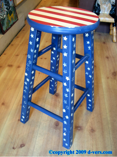 Patriotic Stool Folk Art Peg Armstrong Virginia Hand Painted Patriotic Stool Folk Art Peg Armstrong Virginia Hand Painted