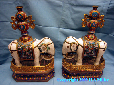 Chinese Cloisonne Antique Enamel Bronze Elephant Pair Antique Chinese Cloisonne Antique Enamel Bronze Elephant Pair Antique