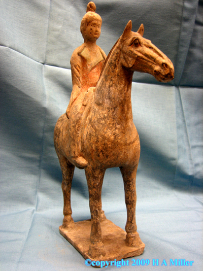 TANG DYNASTY Painted Pottery Figure of Equestrian 618 - 907 AD TANG DYNASTY Painted Pottery Figure of Equestrian 618 - 907 AD