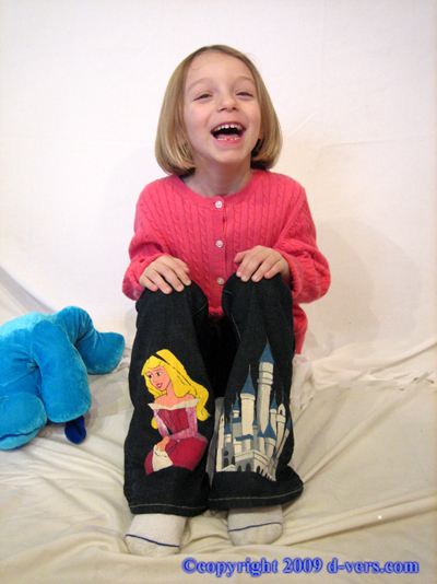 CUSTOM Hand-Painted Disney Princess Girls Pants Aurora & Castle CUSTOM Hand-Painted Disney Princess Girls Pants Aurora & Castle