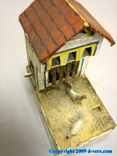TOY Chicken Coop w/ Bellows Turn of Century 1860 Chirps TOY Chicken Coop w/ Bellows Turn of Century 1860 Chirps