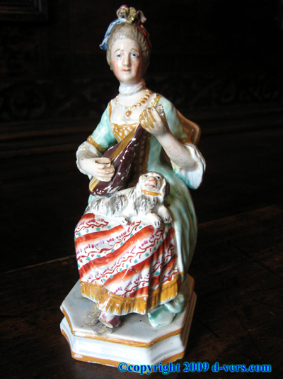 ENGLISH Georgian Pearlware Figurine Woman Mandolin Antique 1790 ENGLISH Georgian Pearlware Figurine Woman Mandolin Antique 1790