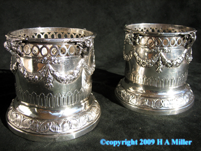Austrian Wine Coasters Continental 800 Silver Antique 19th C Austrian Wine Coasters Continental 800 Silver Antique 19th C